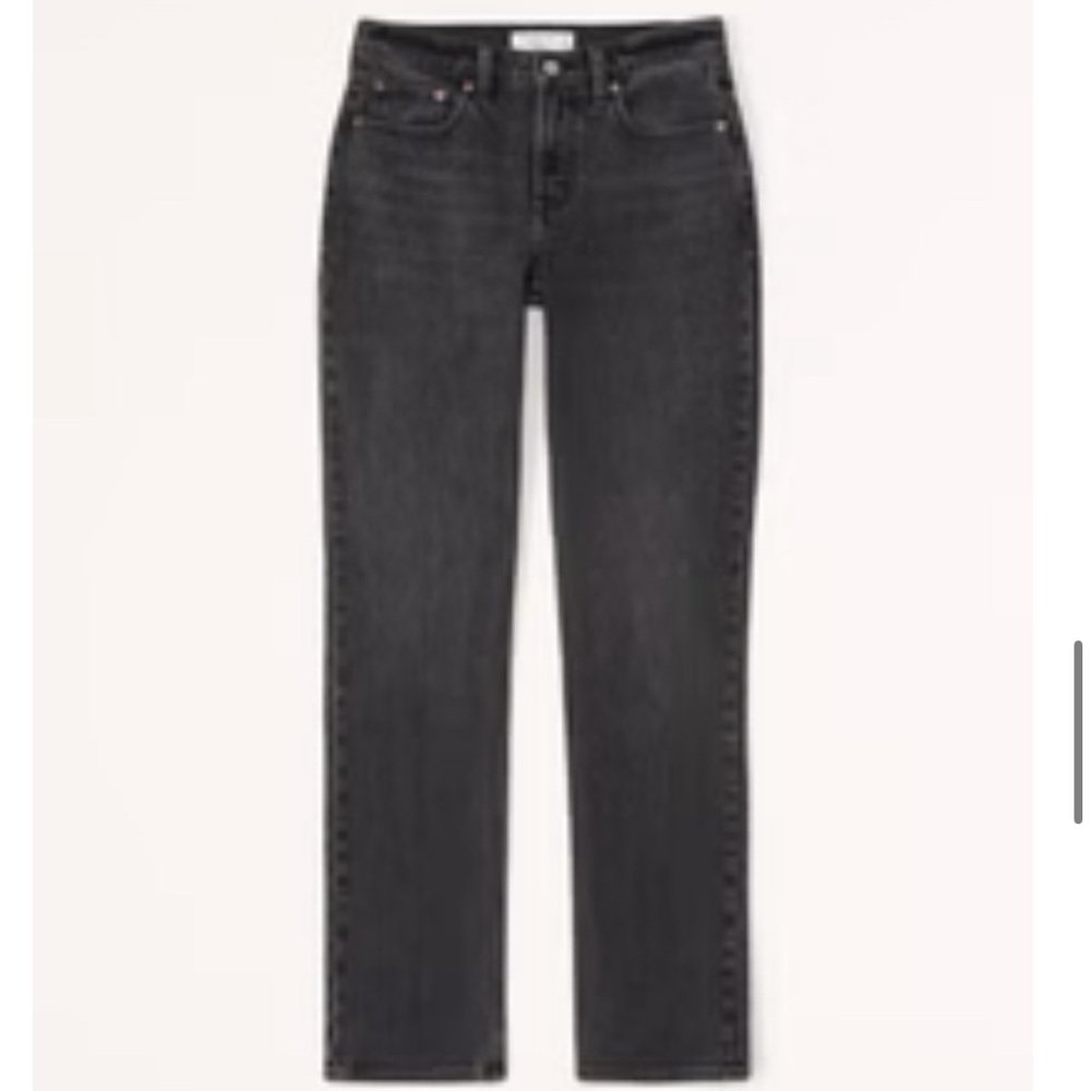 Abercrombie Straight Mid Rise Jean in Washed Black